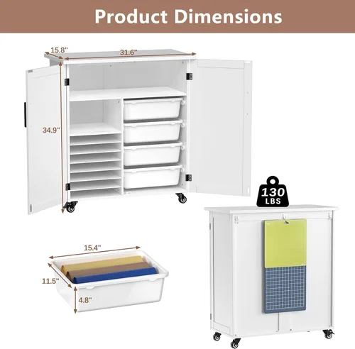Vista 6 de GDLF Carrito de Manualidades Compatible con Máquina Cricut Mesa para Cricut con Gabinete de Almacenamiento Carrito Rodante con Cajones Diseñado