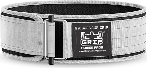 Vista 6 de Grip Power Pads Cinturón de levantamiento de pesas para levantamiento olímpico de 4 pulgadas de ancho (L 36-40, blanco)