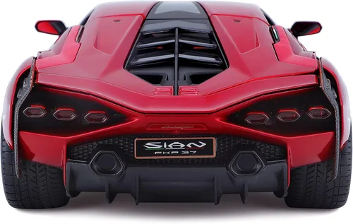 Vista 3 de Lamborghini Sian FKP 37 Rojo con ruedas de cobre 118 Modelo de automóvil fundido a presión por Bburago 11046 TY-18-11046R