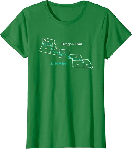 Vista 50 de Route Map of The Oregon National Historic Trail T-Shirt Asphalt Grey