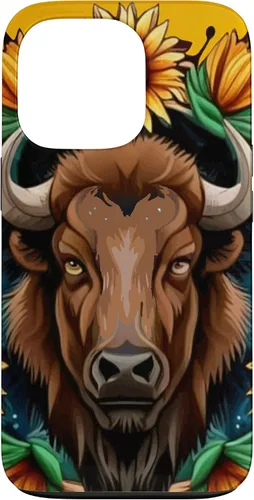 Vista 10 de American Bison with Sunflower Wreath Kansas State Tattoo Art Case for iPhone XR
