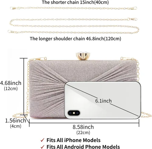 Vista 2 de YAPAIOU Bolso de mano de noche brillante para mujer, bolso de mano con purpurina de diamantes de imitación, bolso de boda, bolso de cóctel y fiesta