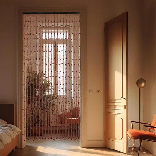 Vista 5 de Cortinas de cuentas Foreate para puertas hechas a mano con cuentas de madera y bambú estilo bohemio y hippie para colgar en pasillos y ventanas, 38