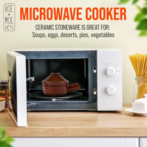 Vista 5 de Roe & Moe Olla para huevos – Antiadherente, cerámica para microondas con tapa de chimenea y mango hueco. Reimagina el desayuno con huevos perfectos