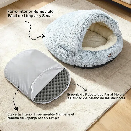 Vista 5 de YooxArmor Cama redonda para gatos, cama para perros pequeños y medianos Gris