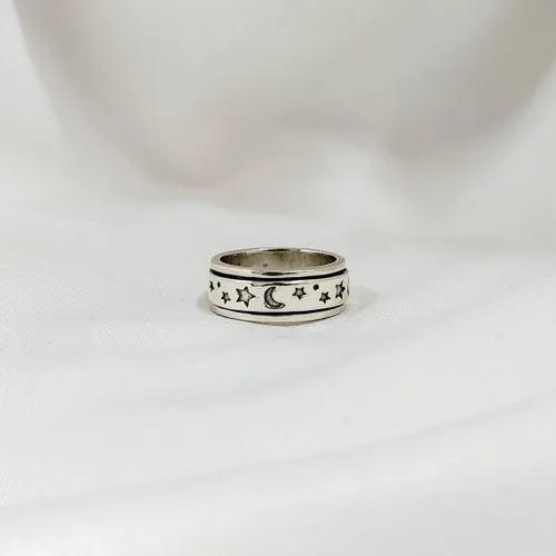 Vista 71 de Boho Spinner Ring, Mothers Day Gift, Silver 925 Women Ring, Sterling Silver 925 Ring, Fidget Spinner Ring,Women Silver Anxiety Ring