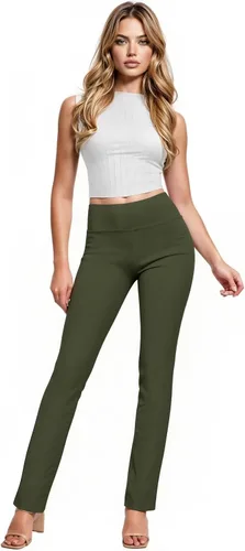 Vista 25 de Hybrid & Company - Pantalones de oficina Millennium ajustados con corte para bota para mujer 10768-negroblanco