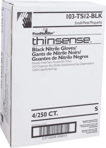 Vista 8 de FoodHandler 103-TS12-BLK FoodHandler thinsense nitrilo SM negro (paquete de 1000)