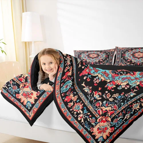 Vista 7 de Erosebridal Juego de edredón bohemio tamaño individual, ropa de cama floral retro para adultos, hombres y mujeres, juego de ropa de cama vintage