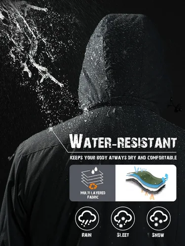 Vista 3 de Chaqueta de esquí para hombre, impermeable, resistente al viento, con capucha