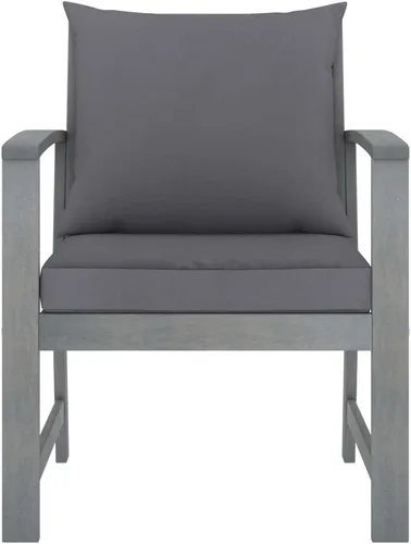 Vista 8 de Ensemble Salon de Jardin 4 Pièces en Acacia Massif Gris Patiné, Table et Banc con 2 Fauteuils, Confortable et Résistant aux Intempéries Pour