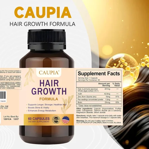 Vista 5 de Cápsulas de suplemento energético capilar para el crecimiento del cabello, suplemento de apoyo para el cabello y el cuero cabelludo, 60 cápsulas