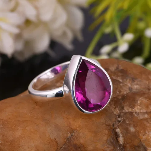 Vista 74 de PANOPLY Bio Pink Doublet Quartz Solid 925 Sterling Silver Ring for Women