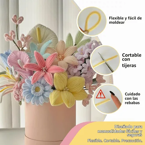 Vista 5 de 500 unidades de limpiapipas a granel, tallos de felpilla de 12 pulgadas en Macarons