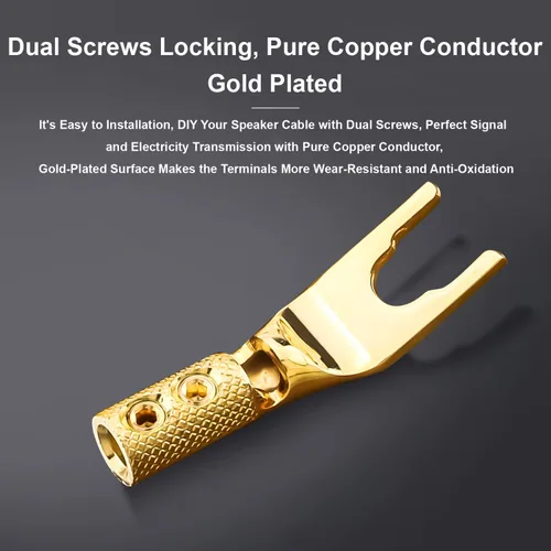 Vista 5 de 4 conectores de pala, horquilla de audio de cobre puro de 45 grados, enchufe de espada en Y, tubo termorretráctil y llave hexagonal, enchufe