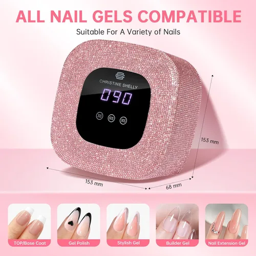 Vista 5 de 48W UV LED Nail Lamp Mini Nail Dryer for Gel Polish Portable UV Light for Nails Plug-in Diamond Nail Light with 3 timer settings touch control LCD
