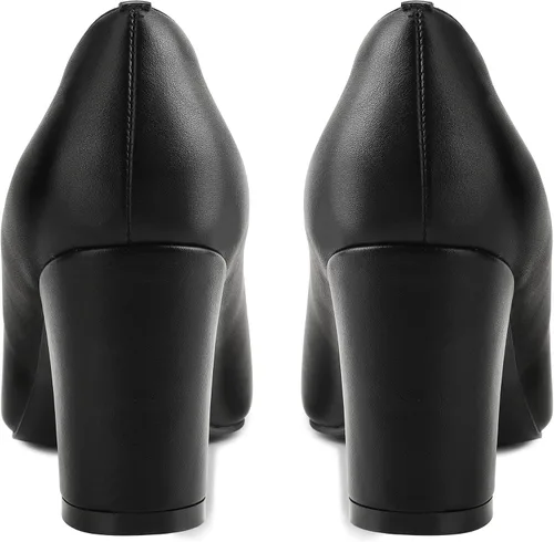 Vista 5 de Naiyee Zapatos de tacón grueso para mujer, con punta cerrada, tacón grueso, bloque de 3 pulgadas, tacones altos para mujer, sin cordones, oficina