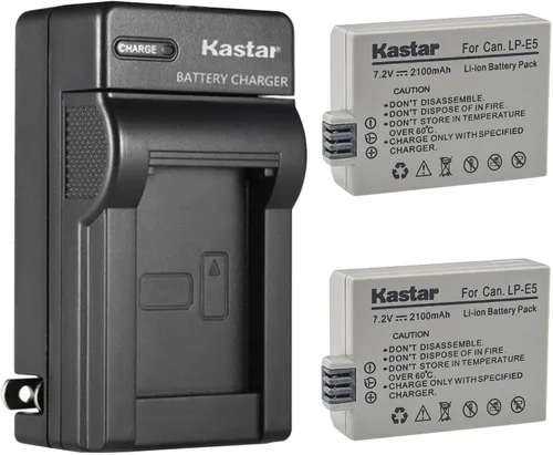 Vista 5 de Kastar - Cargador de batería de pared para Canon LP-E5 LPE5, Canon LC-E5, LC-E5C, LC-E5E, cargador Canon EOS 500D, EOS 1000D, EOS Kiss F, EOS Kiss