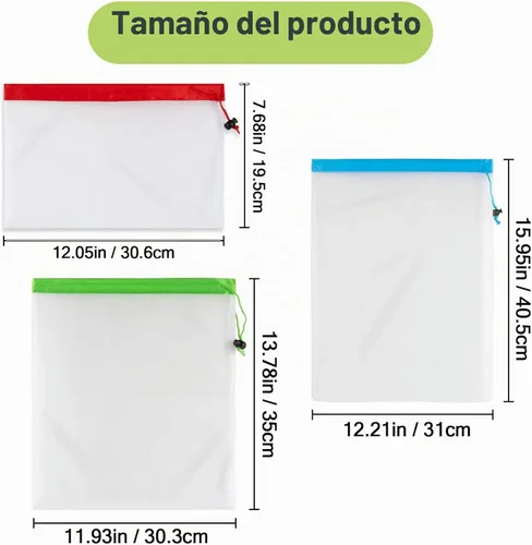 Vista 2 de MAQIHAN 6 bolsas reutilizables para productos – Bolsas de malla para productos con cordón, reutilizables, lavables, bolsas de almacenamiento