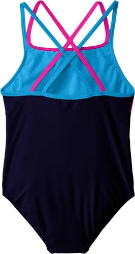Vista 2 de Speedo Traje de baño de una pieza para niña, espalda cruzada, tirantes múltiples