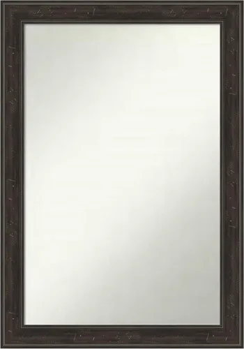 Vista 24 de Amanti Art Espejo de baño marrón para sobre el fregadero, 24 x 24 pulgadas, espejo de tocador cuadrado marrón Caleb, marco de madera rústica