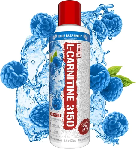 Vista 6 de 5% Nutrition Rich Piana Liquid L-Carnitine 3150 Mezcla premium de 4 fuentes + GBB, la súper carnitina (frambuesa azul)