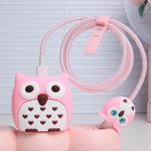 Vista 11 de Funda de Cargador Compatible con iPhone Adaptador de Corriente USB-C de 20W Cargador Diseño de Dibujos Animados Lindo en 3D Funda de Cargador