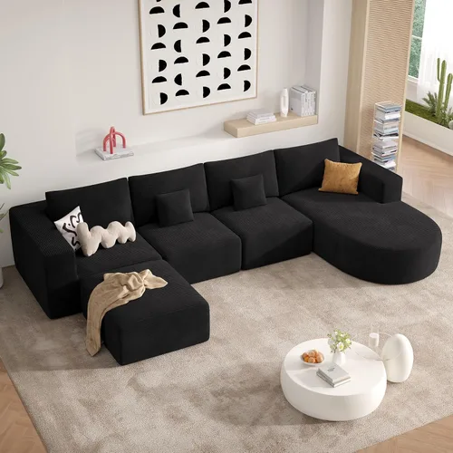 Vista 43 de Sofá cama modular, sofás de nube convertibles para sala de estar, 2 tumbonas de pana sin hueso, sofá cama de gran tamaño para dormitorio,