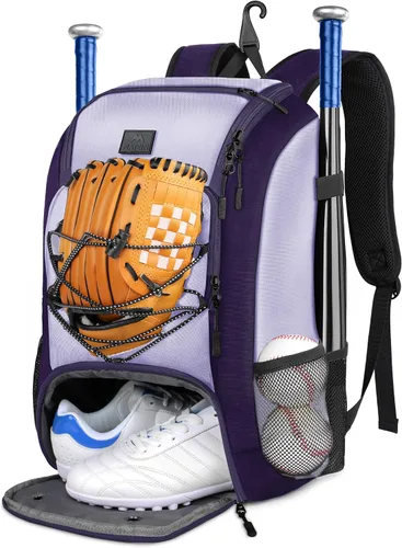 Vista 22 de MATEIN Mochila de Béisbol, Bolsa de Bate de Sóftbol con Compartimento para Zapatos para Jóvenes, Niños y Adultos, Bolsa de Béisbol Ligera con Gancho