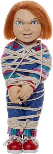 Vista 5 de Spirit Halloween Muñeca Tied Up Chucky, con licencia oficial, accesorio de película de terror, muñeca coleccionable de Good Guys, multicolor