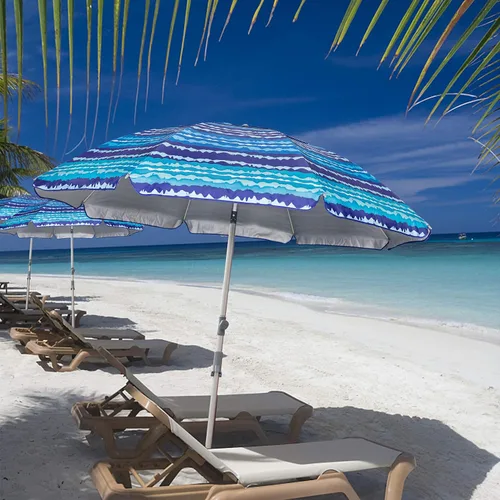 Vista 5 de Blissun Sombrilla de playa de 7.2 pies con anclaje de arena, sombrilla de playa portátil para arena con poste inclinable, bolsa de transporte