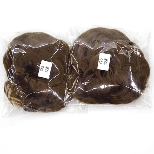 Vista 9 de 2 extensiones de cabello desordenado para moño (12) Banda de goma ondulada y rizada elástica para coleta de caballo