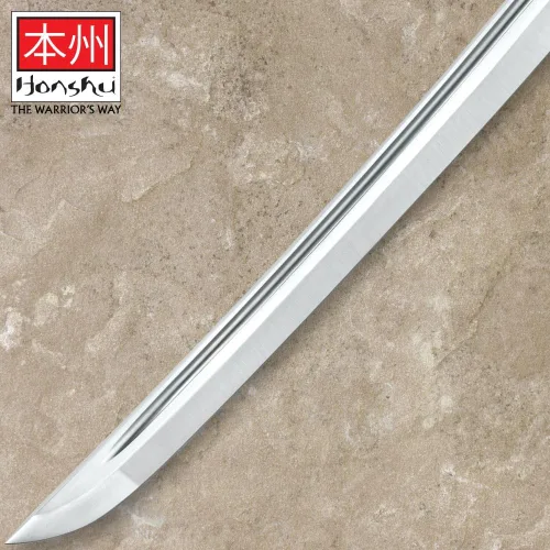 Vista 6 de HONSHU Boshin Wakizashi Espada – Hoja de acero al carbono 1050 forjada a