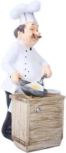 Vista 9 de Oumefar Estatua de chef de resina, adorno decorativo de cocinero, decoración de cocina, figura coleccionable para el hogar, cocina, restaurante