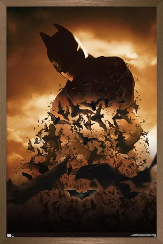 Vista 15 de DC Comics Batman Begins - Póster de pared de una hoja de Batman, 22.4 pulgadas de largo x 14.7 pulgadas de ancho, versión enmarcada de madera