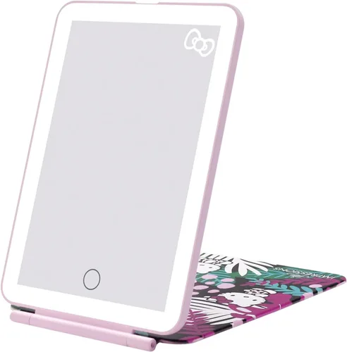 Vista 3 de Impressions Vanity Hello Kitty Touch Pad - Mini espejo de maquillaje tricolor con cubierta abatible y tira LED, espejo de tocador de viaje con Animal