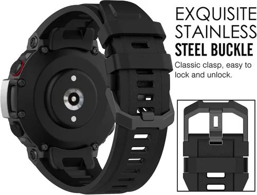 Vista 7 de QGHXO Correa para Amazfit T-Rex 2, correa de repuesto de silicona suave para Amazfit T-Rex 2 / Active Edge Smartwatch