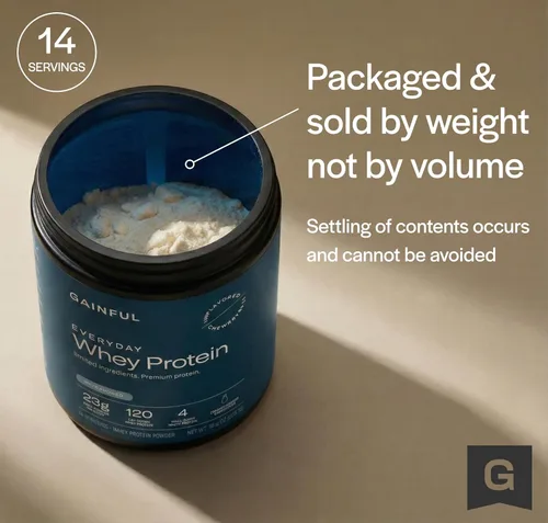 Vista 3 de Gainful Everyday Whey Protein en polvo, 23g de proteína por porción, sin sabor, apoya el crecimiento muscular, la recuperación y la nutrición