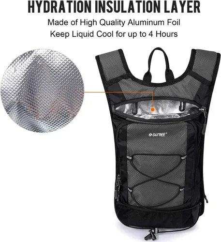 Vista 2 de G4Free Mochila de hidratación aislada con vejiga libre de BPA de 2L para correr al aire libre, senderismo, ciclismo, camping