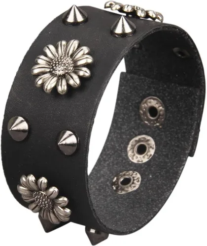 Vista 52 de Jeilwiy Pulseras de cuero punk para hombres, pulseras hechas a mano, brazalete ancho, joyería trenzada, color negro y marrón, ajustable, regalos