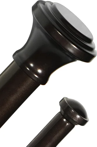 Vista 7 de Barra de cortina doble de 1 pulgada con remates de trompeta, negro, 28 a 48 pulgadas