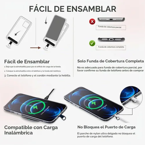 Vista 7 de Correa cruzada para teléfono con 2 almohadillas, cuero y correa de dedo ajustable, compatible con la mayoría de teléfonos inteligentes (negro)