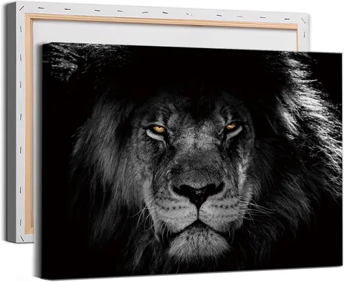 Vista 15 de Lienzo decorativo para pared, póster de leones en blanco y negro, impresiones de retratos de animales, pintura abstracta de leones, arte de pared