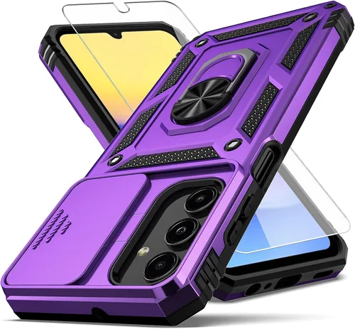Vista 9 de Funda para Samsung Galay A15 5G, con cubierta para lente de cámara, protector de pantalla HD, [grado militar] anillo de montaje en automóvil