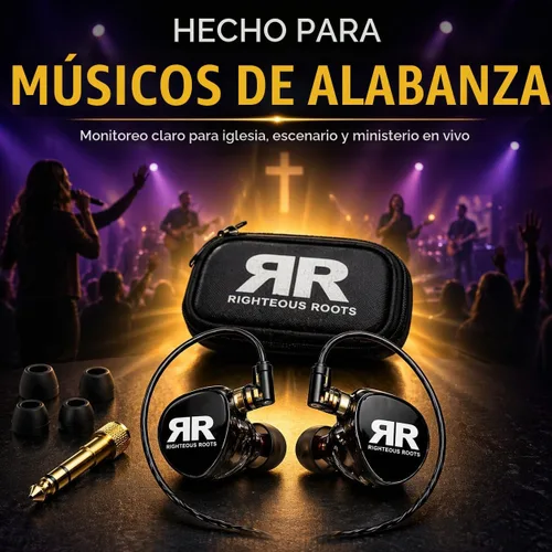 Vista 8 de Righteous Roots RR-EV1 - Monitores intrauditivos profesionales de doble controlador (IEM) con estuche de transporte, auriculares de escenario