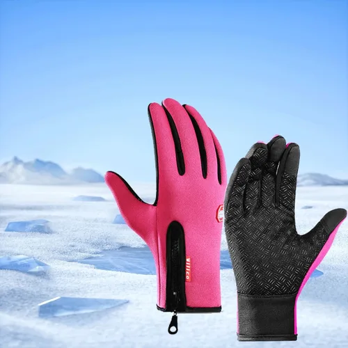 Vista 7 de Guantes térmicos de invierno para clima frío con agarre antideslizante y cierre de cremallera