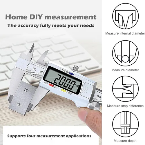 Vista 3 de Greywolf Calibrador digital, herramienta de medición de acero inoxidable, micrómetro electrónico de pinza Vernier, conversión de pulgadas