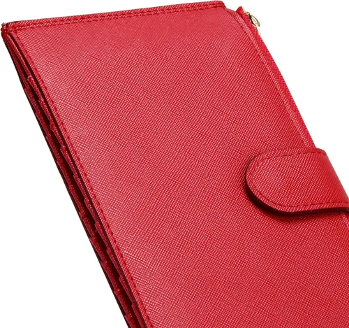Vista 6 de Badiya Billetera para mujer con bloqueo RFID, con patrón de múltiples tarjeteros, A-Clásico-Rojo, Classic