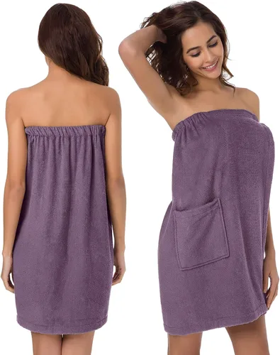 Vista 2 de Sioro - Toalla de baño de algodón de bambú con cierre ajustable puede usarse para el spa, toalla envolvente para el gimnasio y bata de baño.