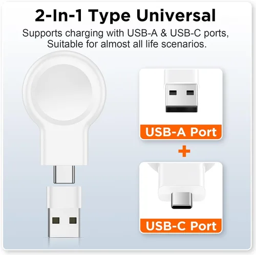 Vista 6 de para Apple Watch Charger, cargador portátil magnético de doble Aa-blanco
